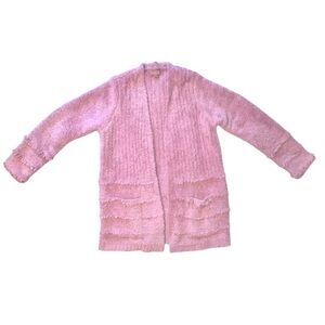Barefoot Dreams Cozy Chic Open Front Cardigan Sweater Pink Fluffy Size Medium